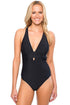 Black Self Tie One Piece Swimsuit